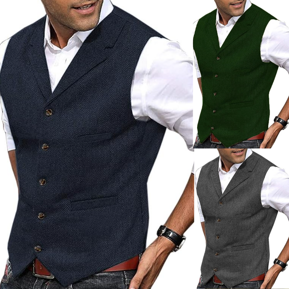Jerry - Gilet de loisirs classique avec col revers et manches longues