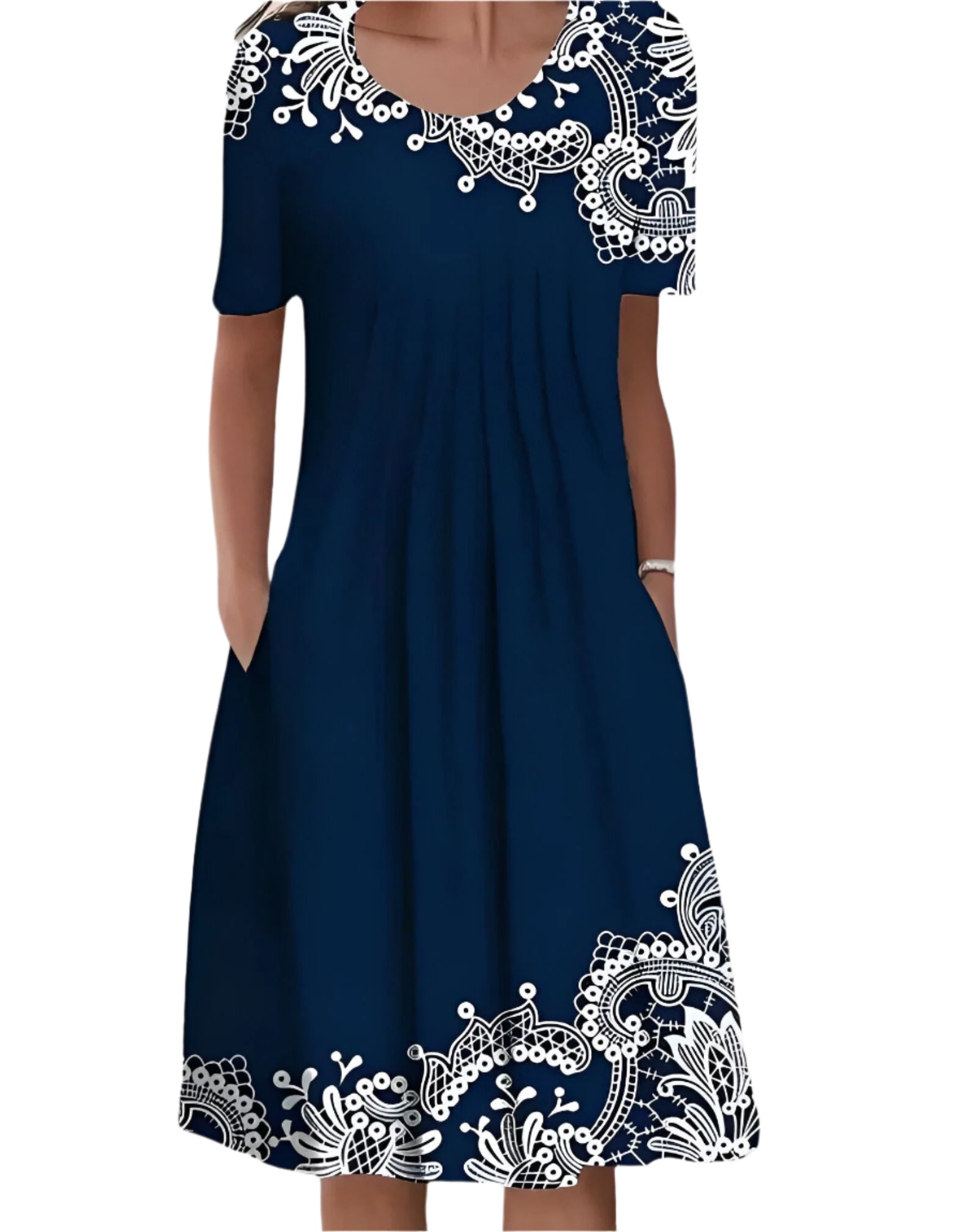 Margareth - Robe midi femme à motifs floraux et unis