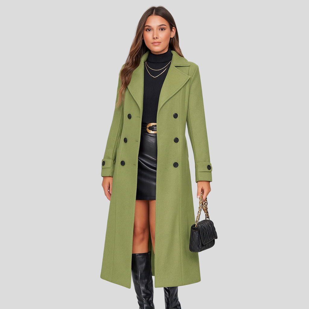 Virrele | Manteau d'hiver élégant et long – à double boutonnage, stylé et chaud