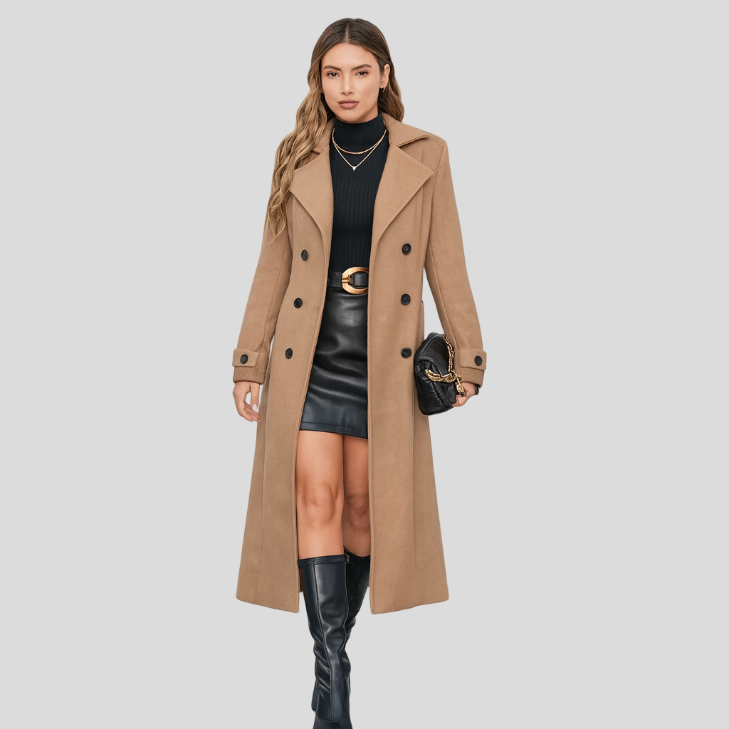 Virrele | Manteau d'hiver élégant et long – à double boutonnage, stylé et chaud