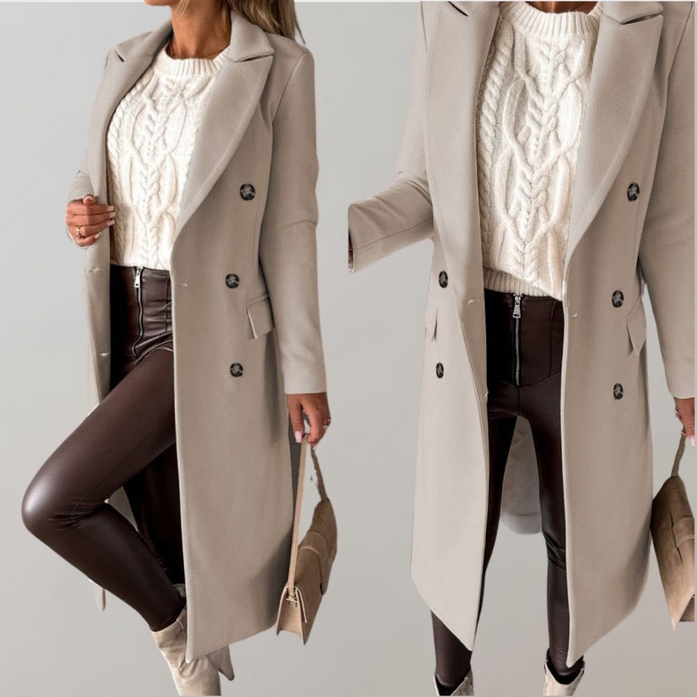 Manteau long avec col et boutons Ivy