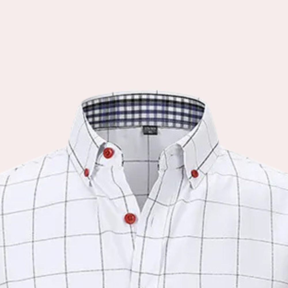 Philipe - Chemise à manches courtes à carreaux classique avec boutons
