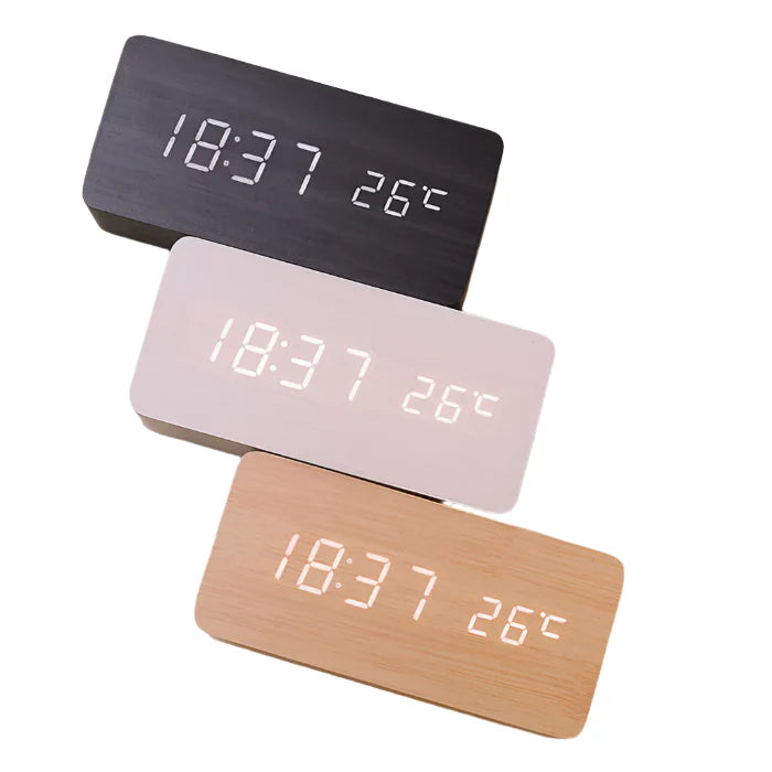 SmartGlow - réveille-matin LED en bois à commande vocale