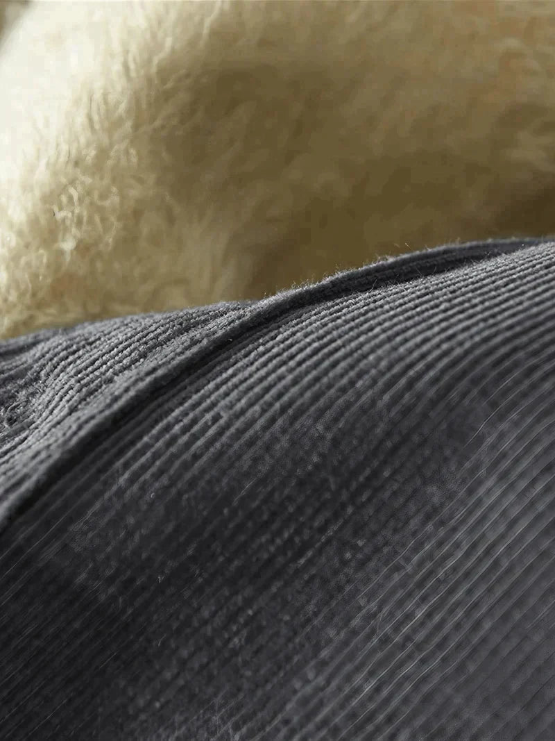 Osvald - Polo à manches longues en velours avec polaire et poches latérales