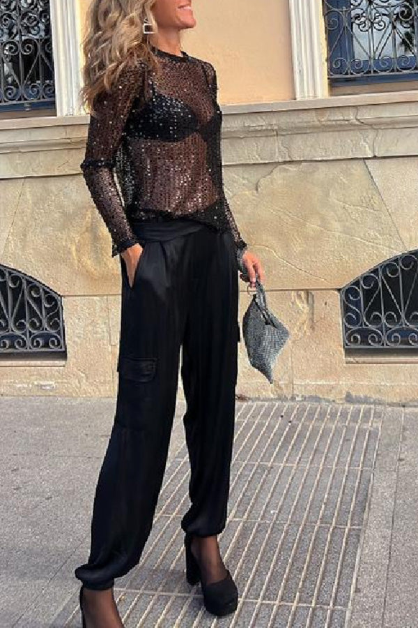 Blouse à manches longues Sonia en sequins