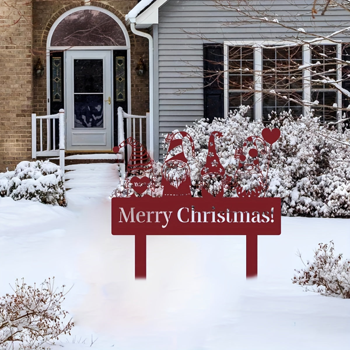 Gnome de Noël coloré en métal pour jardin