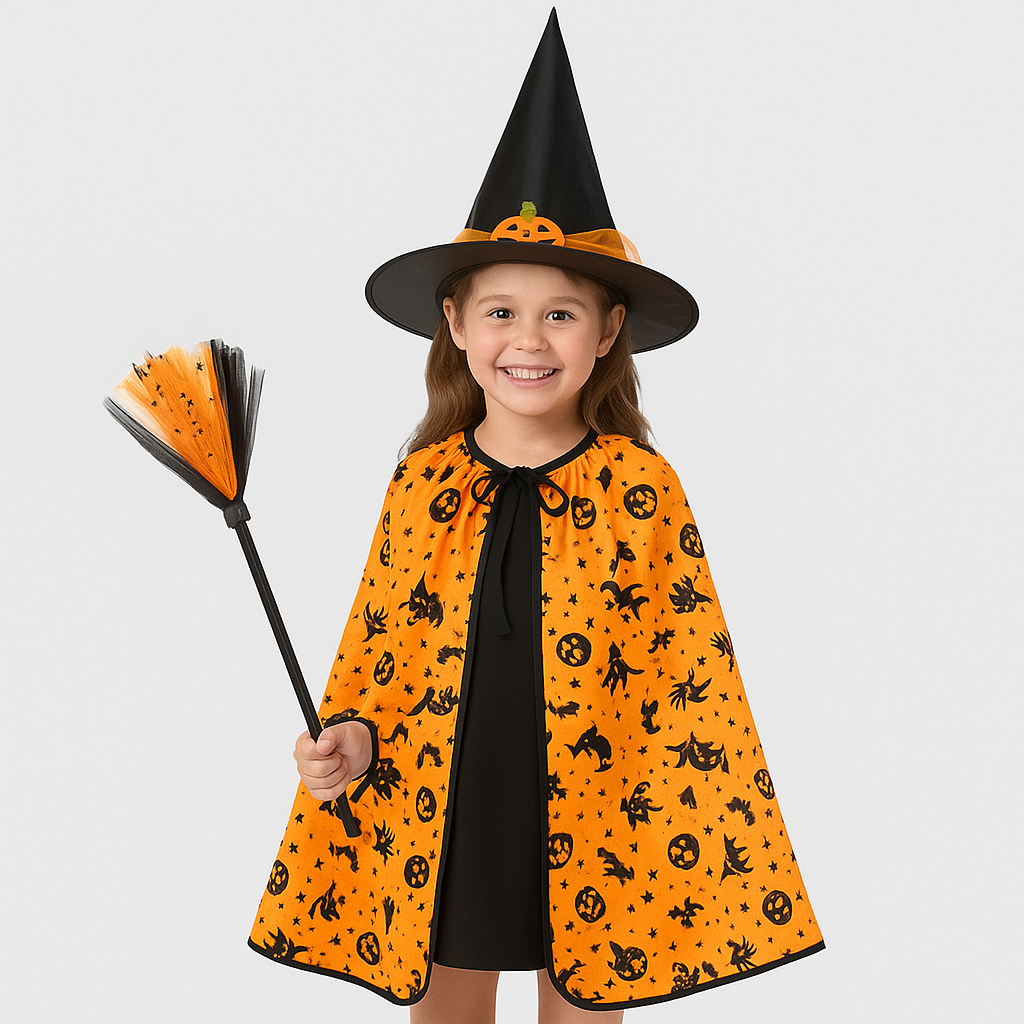 Noctira | Cape à capuche vintage Halloween avec motif en toile d'araignée et chauve-souris