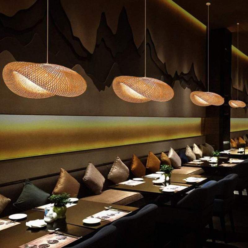 ZenGlow - Lampe à suspension en bambou tissé à la main