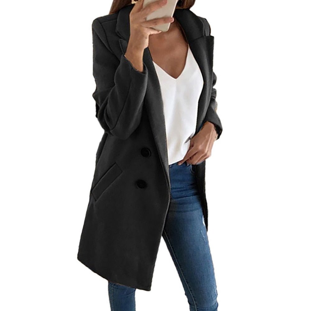 Manteau blazer long et élégant Aramina