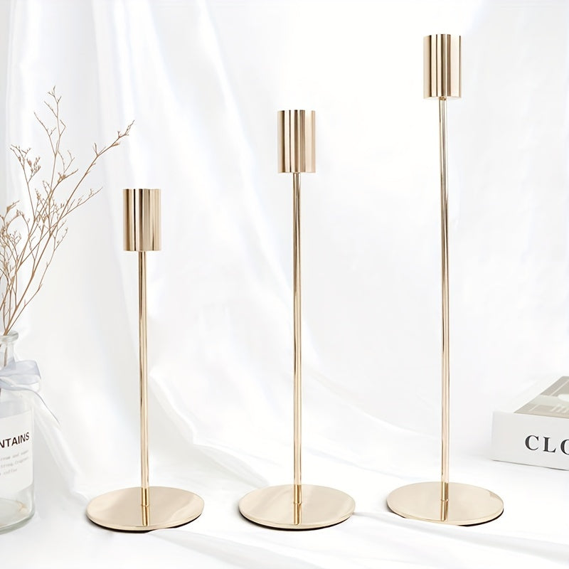 ElegantGleam | Support de bougie en métal à 3 pièces pour table