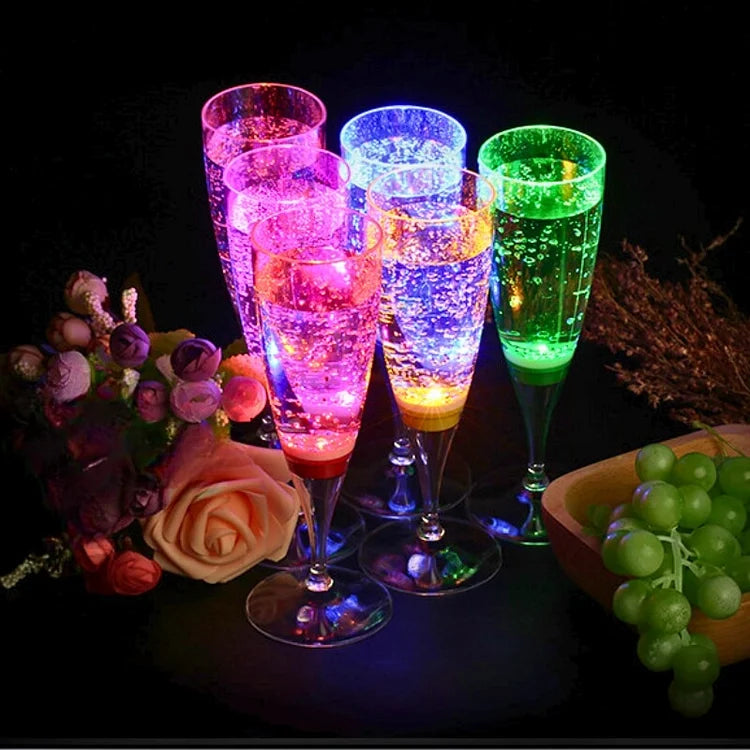 GlowSip - Lot de 6 verres à vin éclairés par LED
