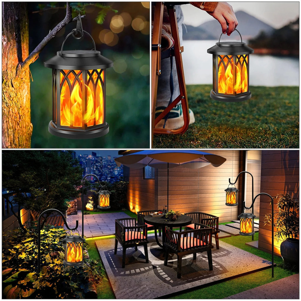 GloGothic - Bougie flamande solaire scintillante avec crochet de suspension