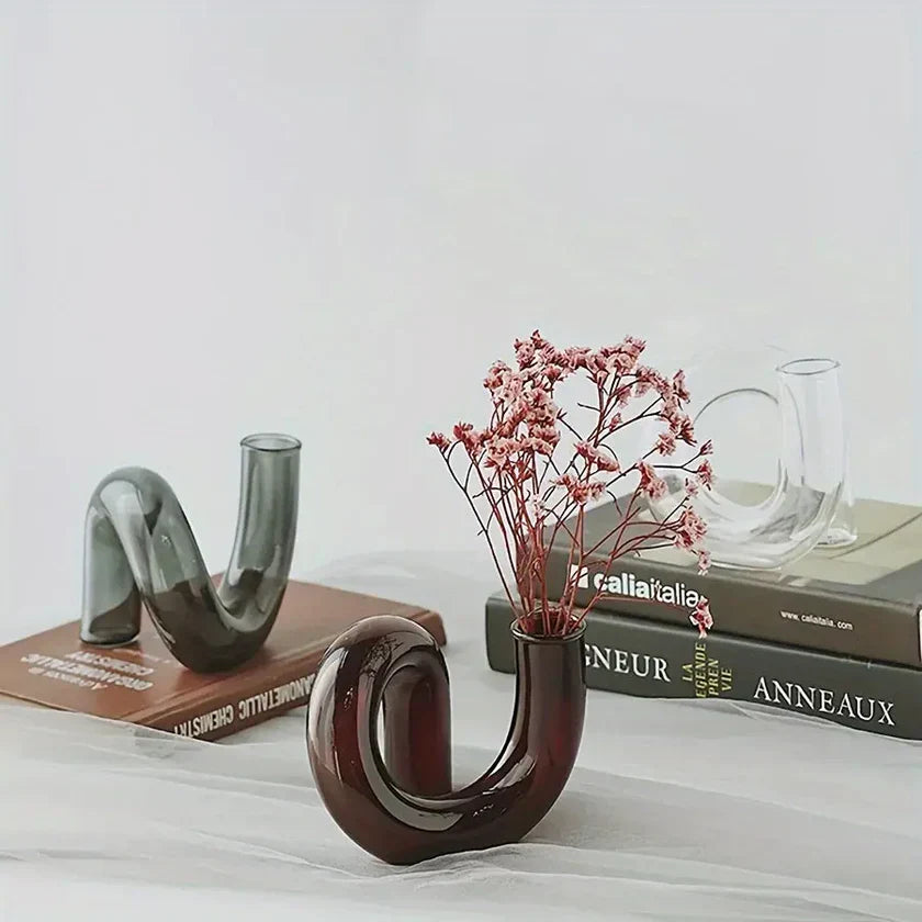 Vase en Verre Vintage avec Design sur Pied BloomGlass