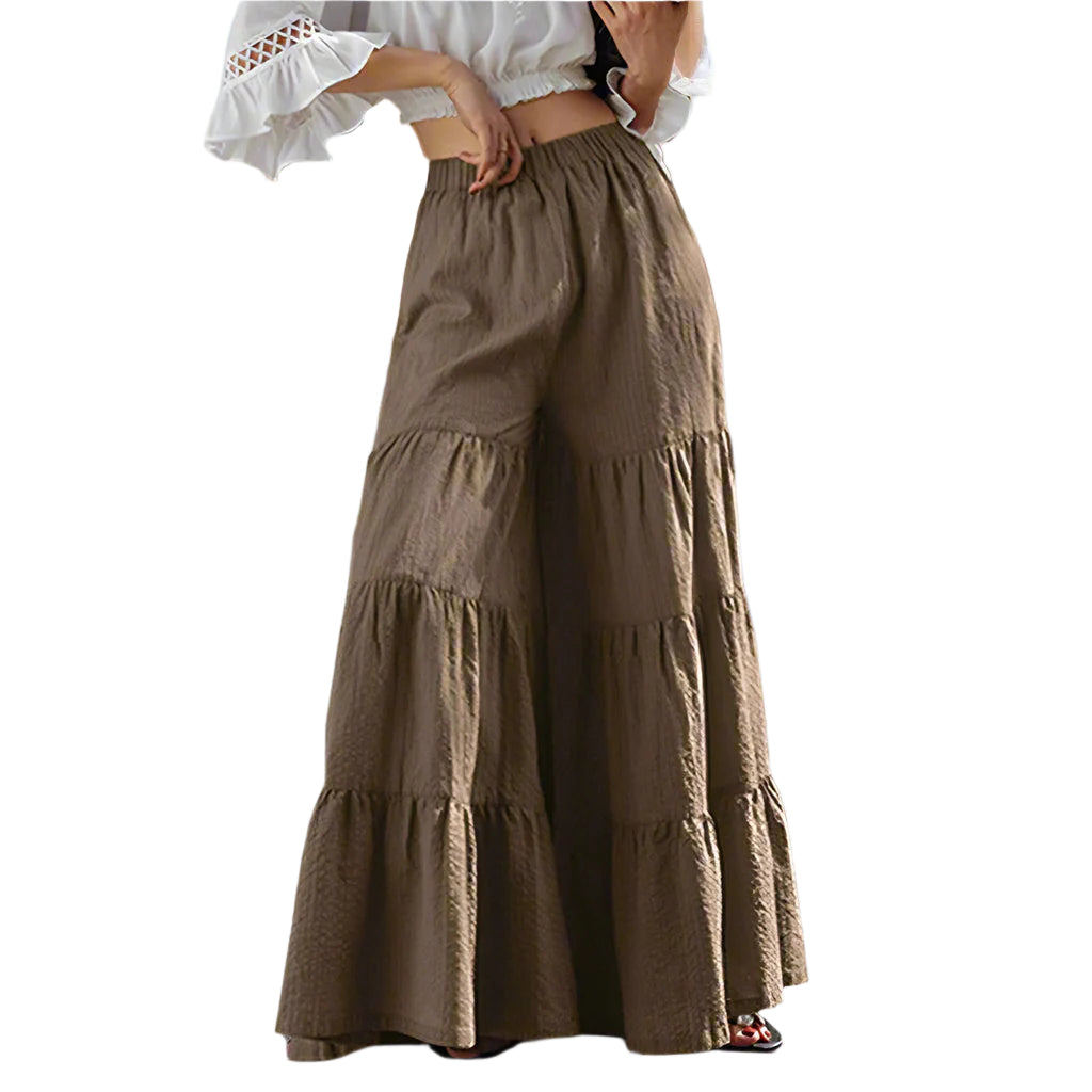 Heidi - Pantalon large à volants d'inspiration bohème