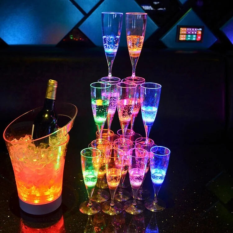 GlowSip - Lot de 6 verres à vin éclairés par LED