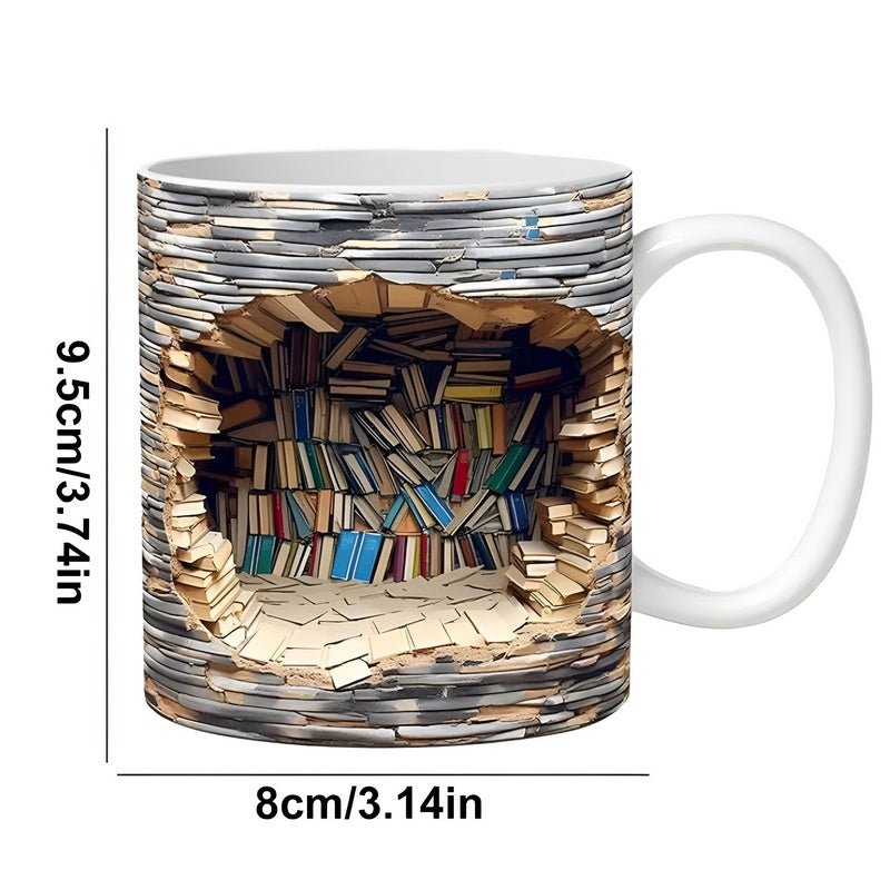 Mugs de bibliophile - Tasse 3D avec étagère à livres