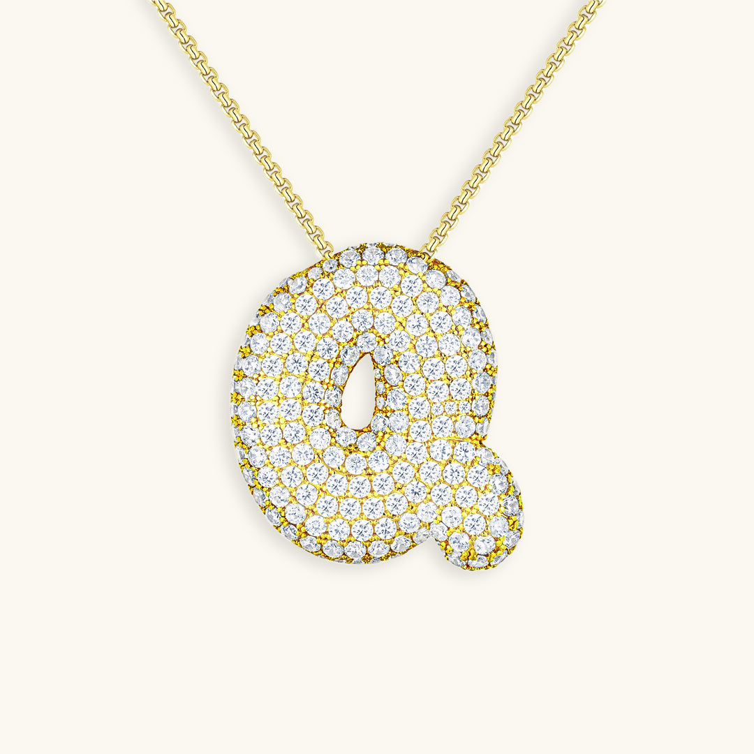 Collier LunaBubble Initial avec Look Diamant – Cadeau Personnel pour la Fête des Mères