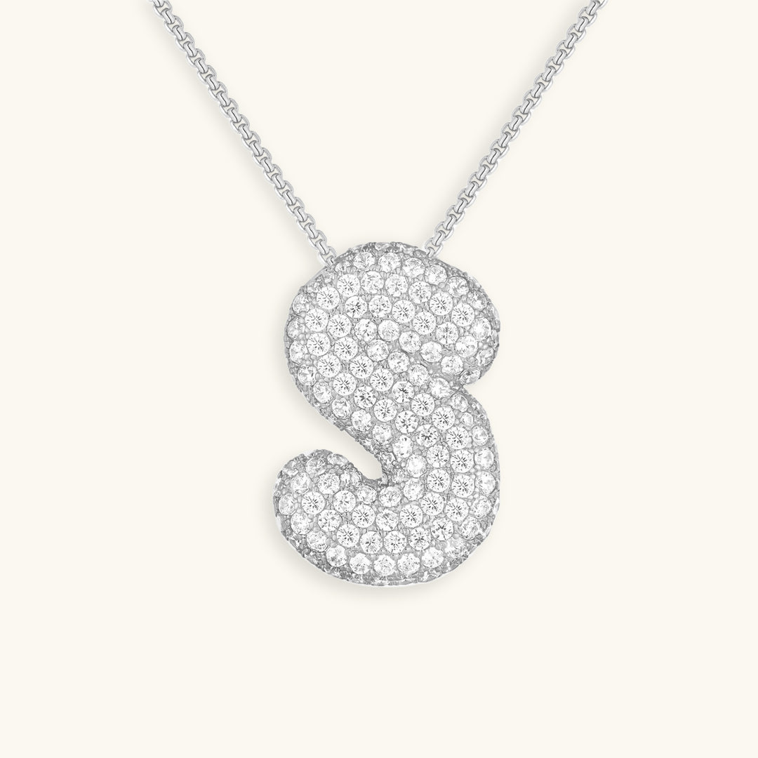 Collier LunaBubble Initial avec Look Diamant – Cadeau Personnel pour la Fête des Mères