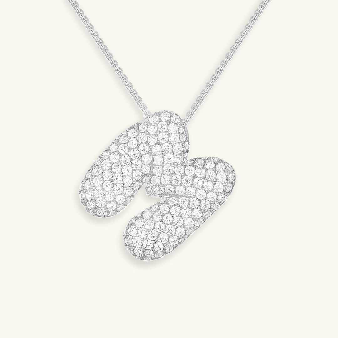 Collier LunaBubble Initial avec Look Diamant – Cadeau Personnel pour la Fête des Mères