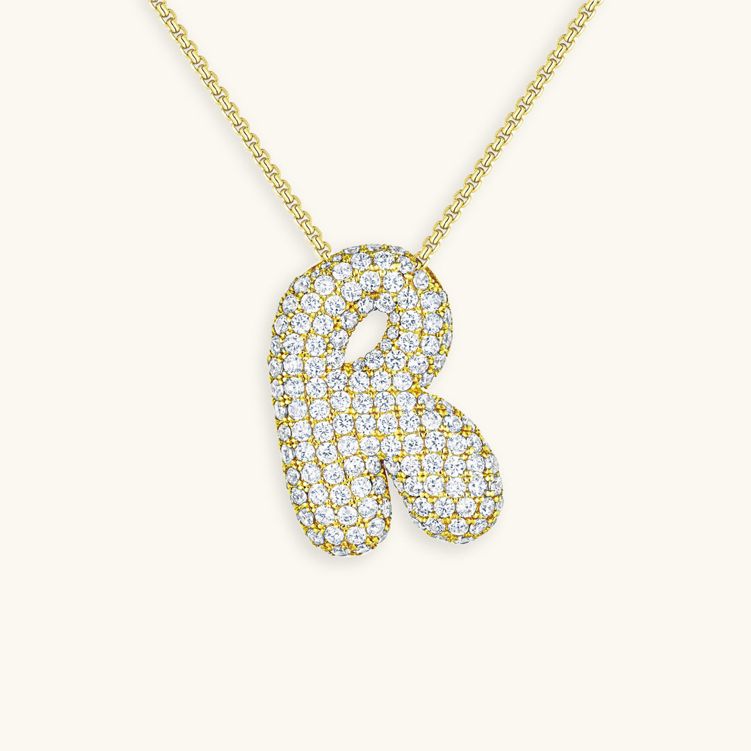 Collier LunaBubble Initial avec Look Diamant – Cadeau Personnel pour la Fête des Mères