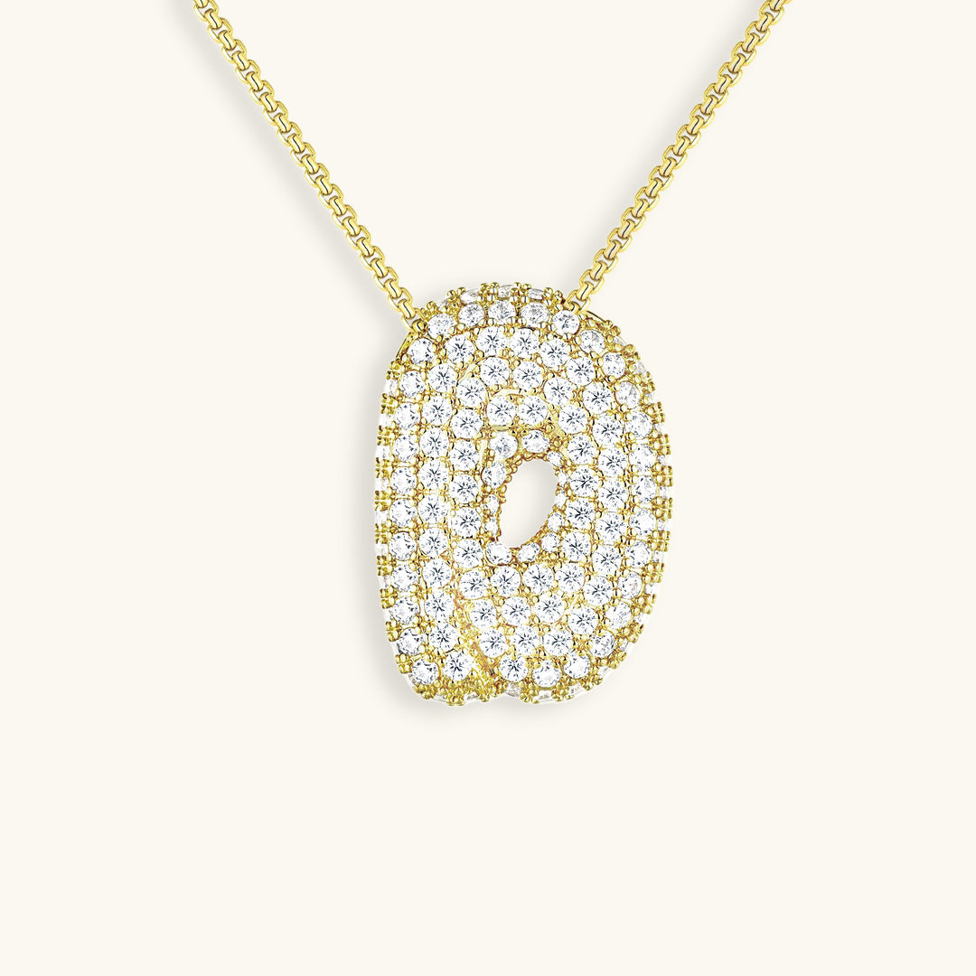 Collier LunaBubble Initial avec Look Diamant – Cadeau Personnel pour la Fête des Mères