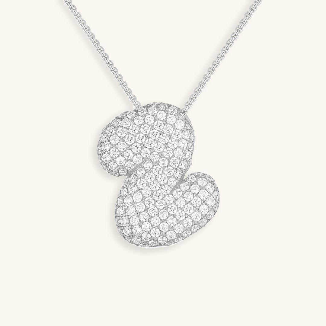 Collier LunaBubble Initial avec Look Diamant – Cadeau Personnel pour la Fête des Mères
