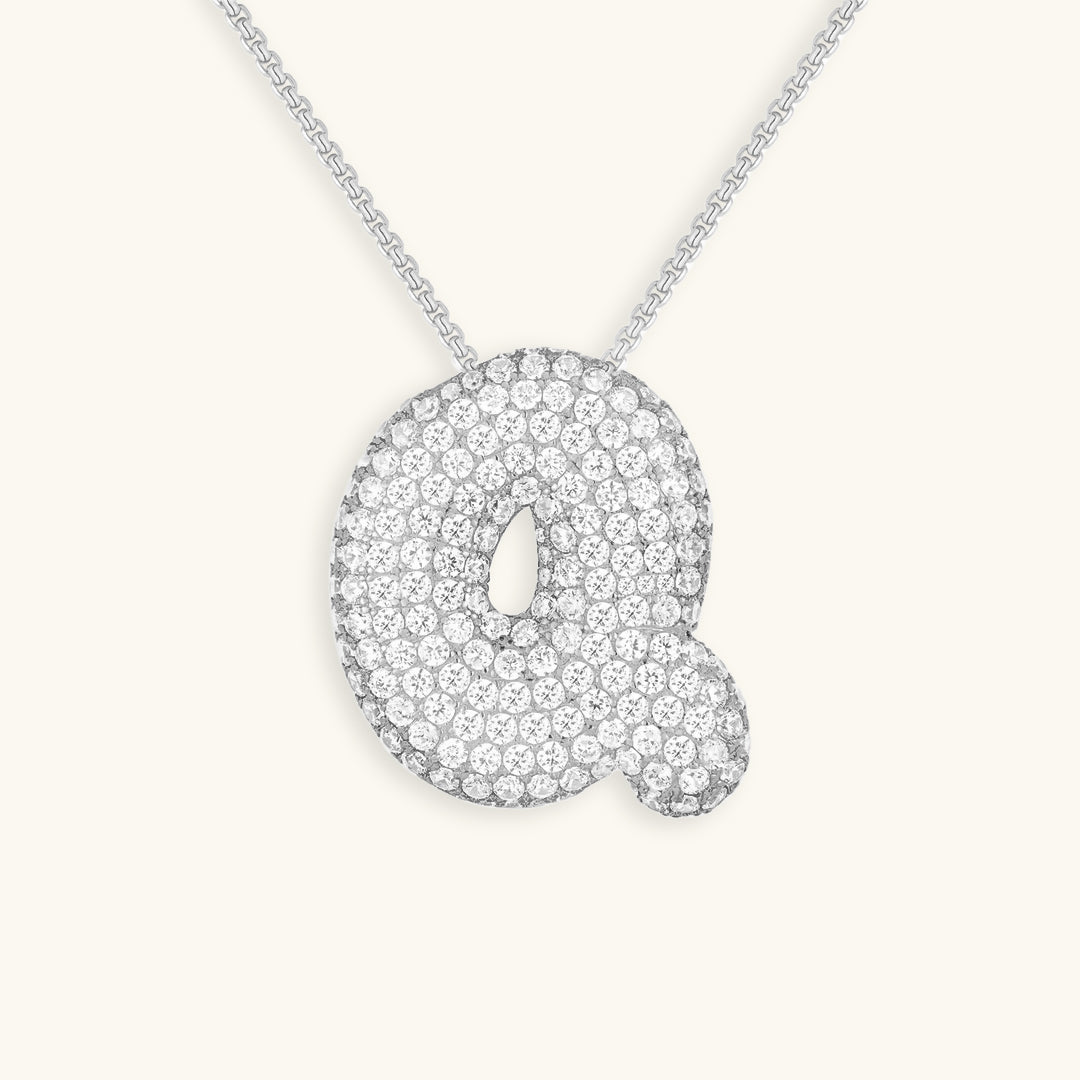 Collier LunaBubble Initial avec Look Diamant – Cadeau Personnel pour la Fête des Mères