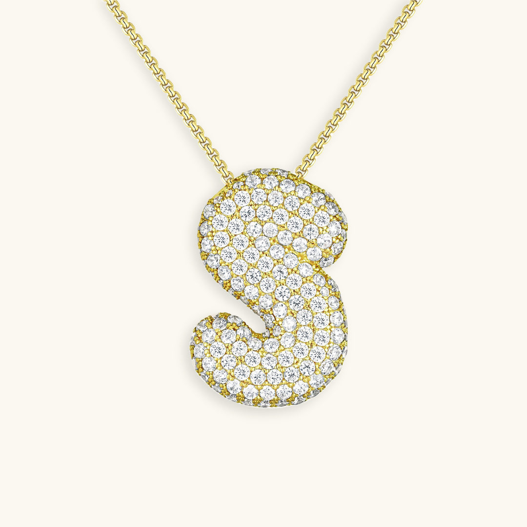 Collier LunaBubble Initial avec Look Diamant – Cadeau Personnel pour la Fête des Mères