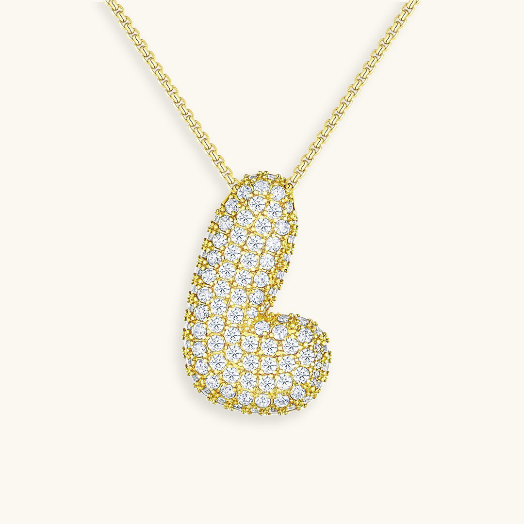 Collier LunaBubble Initial avec Look Diamant – Cadeau Personnel pour la Fête des Mères