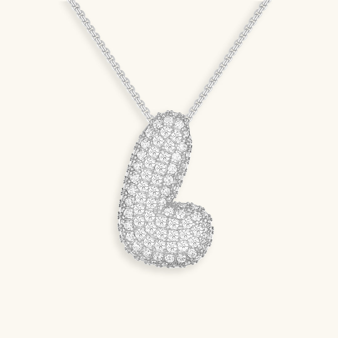 Collier LunaBubble Initial avec Look Diamant – Cadeau Personnel pour la Fête des Mères