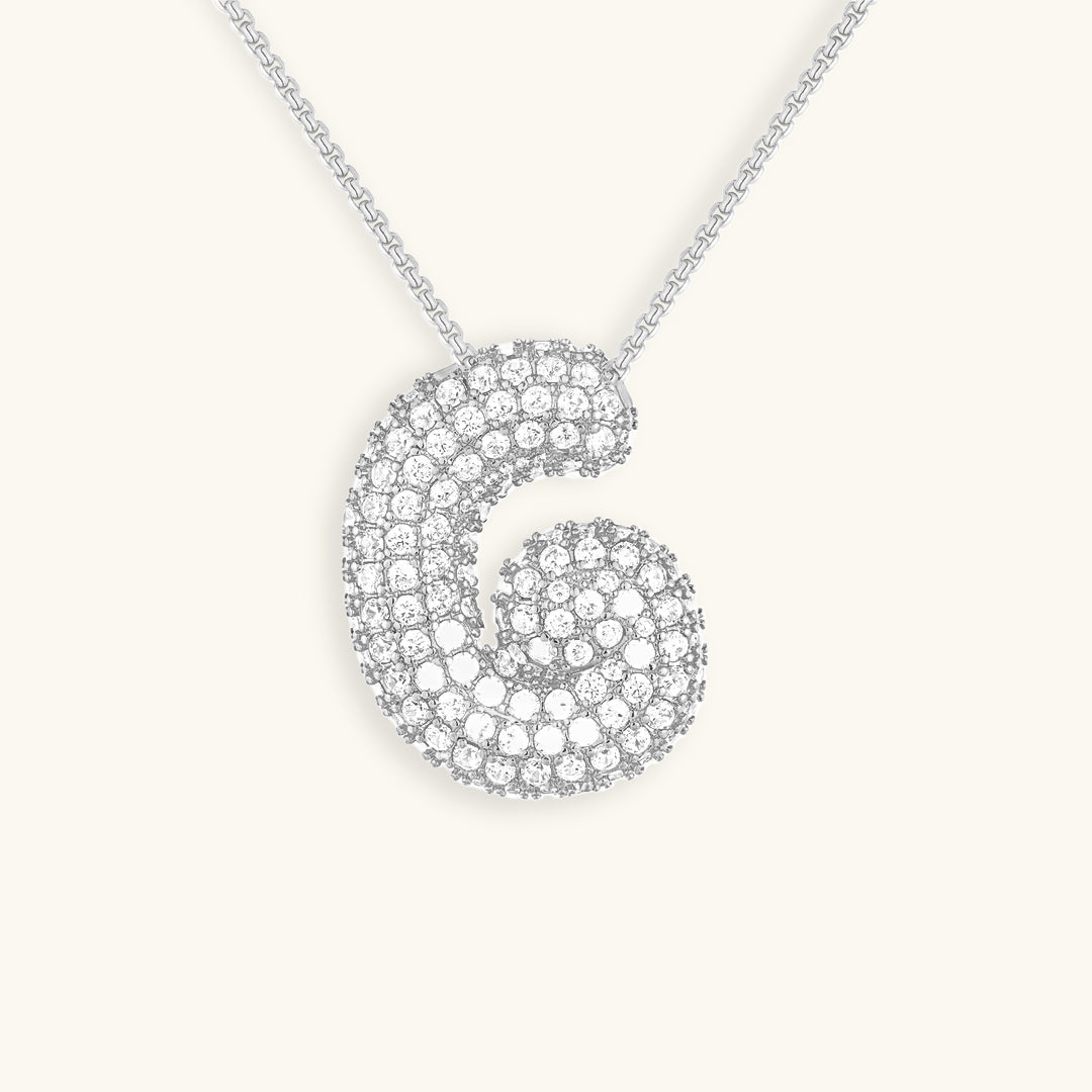 Collier LunaBubble Initial avec Look Diamant – Cadeau Personnel pour la Fête des Mères
