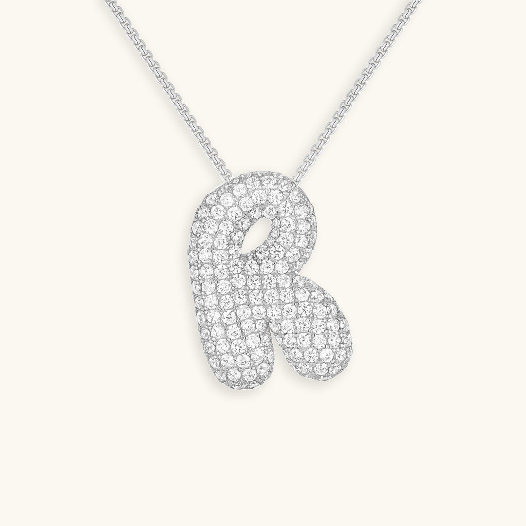 Collier LunaBubble Initial avec Look Diamant – Cadeau Personnel pour la Fête des Mères