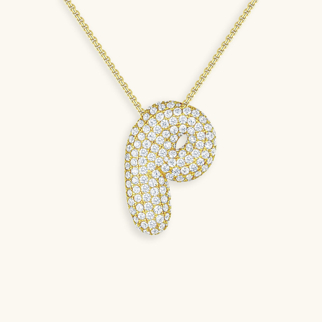 Collier LunaBubble Initial avec Look Diamant – Cadeau Personnel pour la Fête des Mères