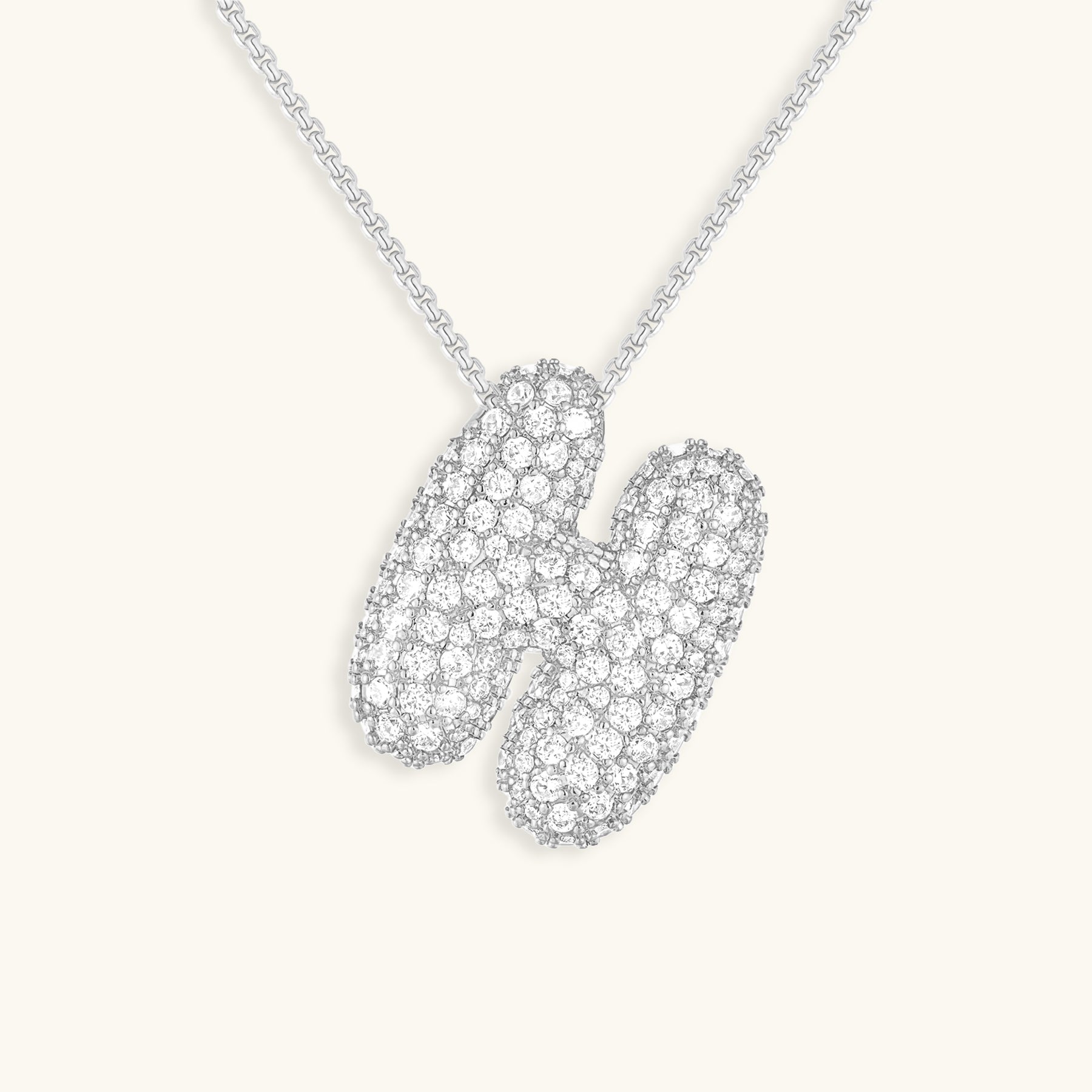 Collier LunaBubble Initial avec Look Diamant – Cadeau Personnel pour la Fête des Mères