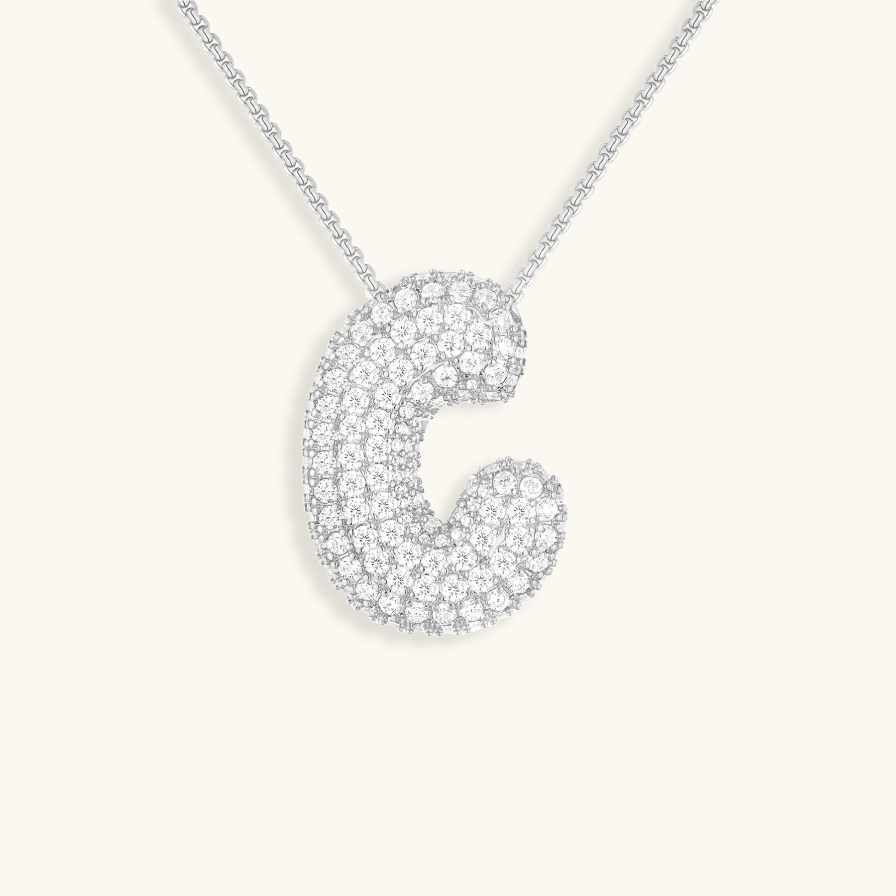 Collier LunaBubble Initial avec Look Diamant – Cadeau Personnel pour la Fête des Mères