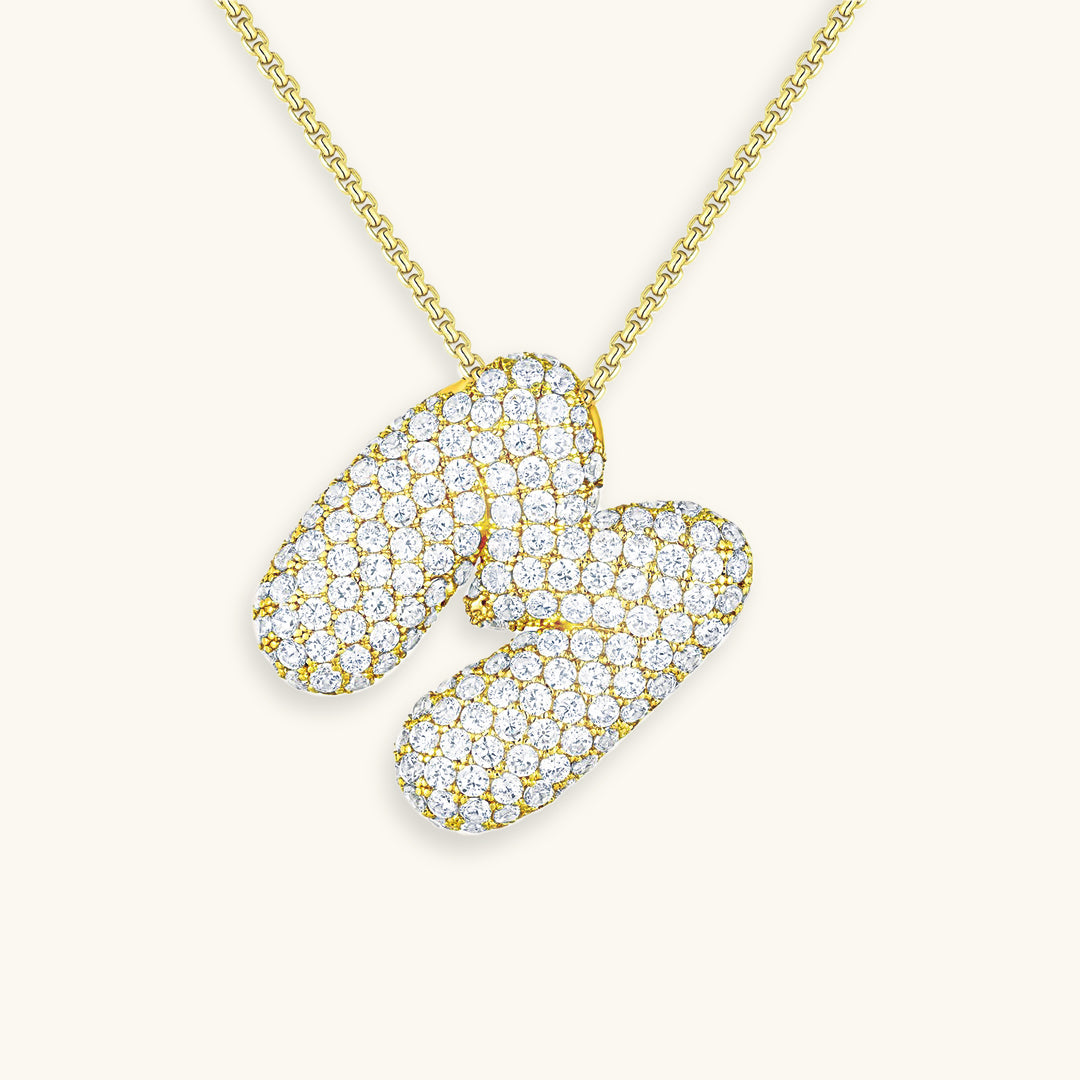 Collier LunaBubble Initial avec Look Diamant – Cadeau Personnel pour la Fête des Mères