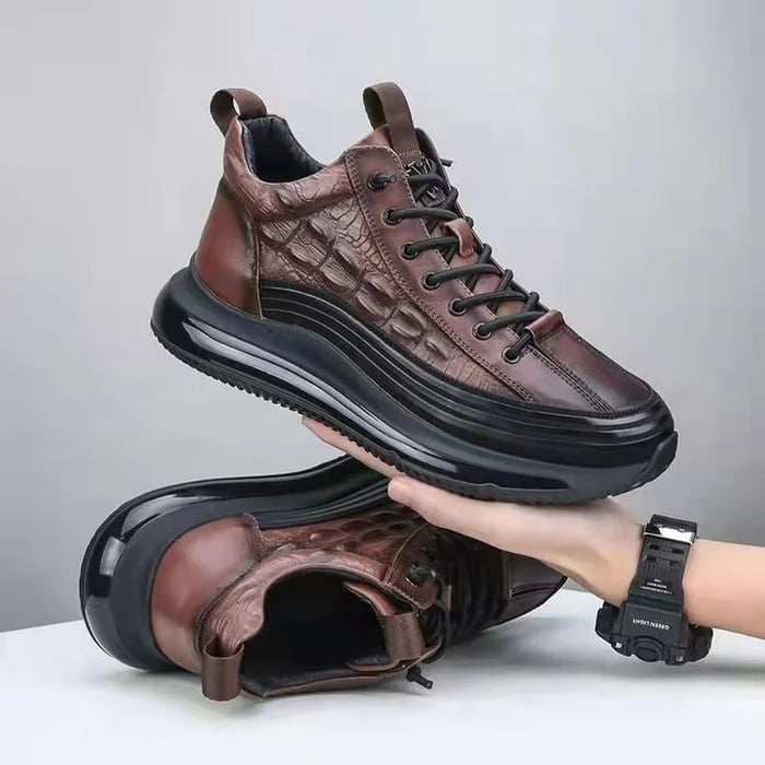 Sneakers en cuir embossé crocodile Frank