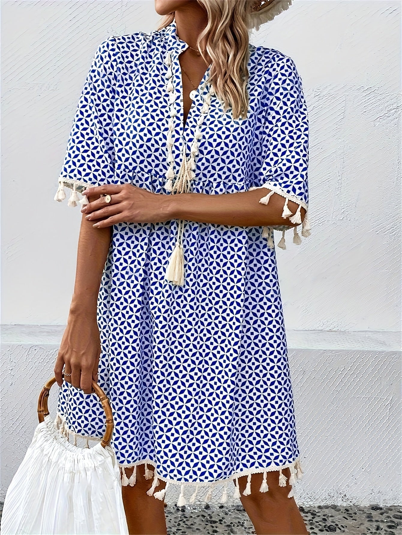 Robe Fleurie à Manches Longues Mathilde avec Décolleté en V