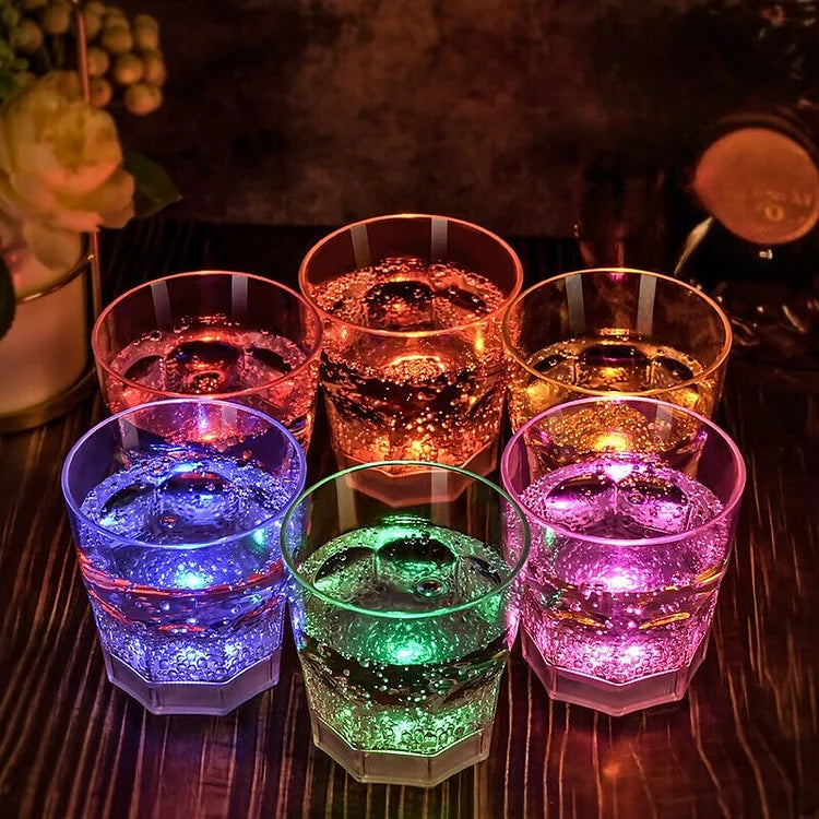 GlowSip - Lot de 6 verres à vin éclairés par LED