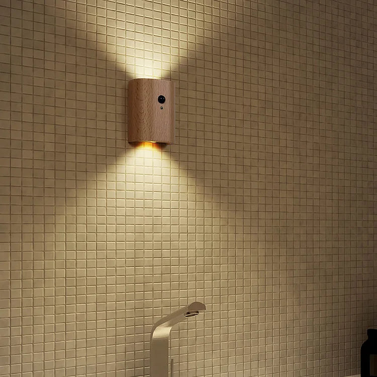 LumaSense - Applique murale en bois avec capteur magnétique