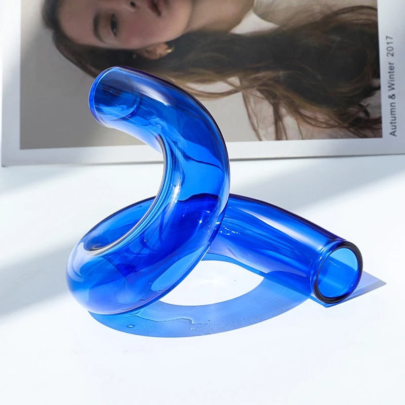 Vase en Verre Vintage avec Design sur Pied BloomGlass