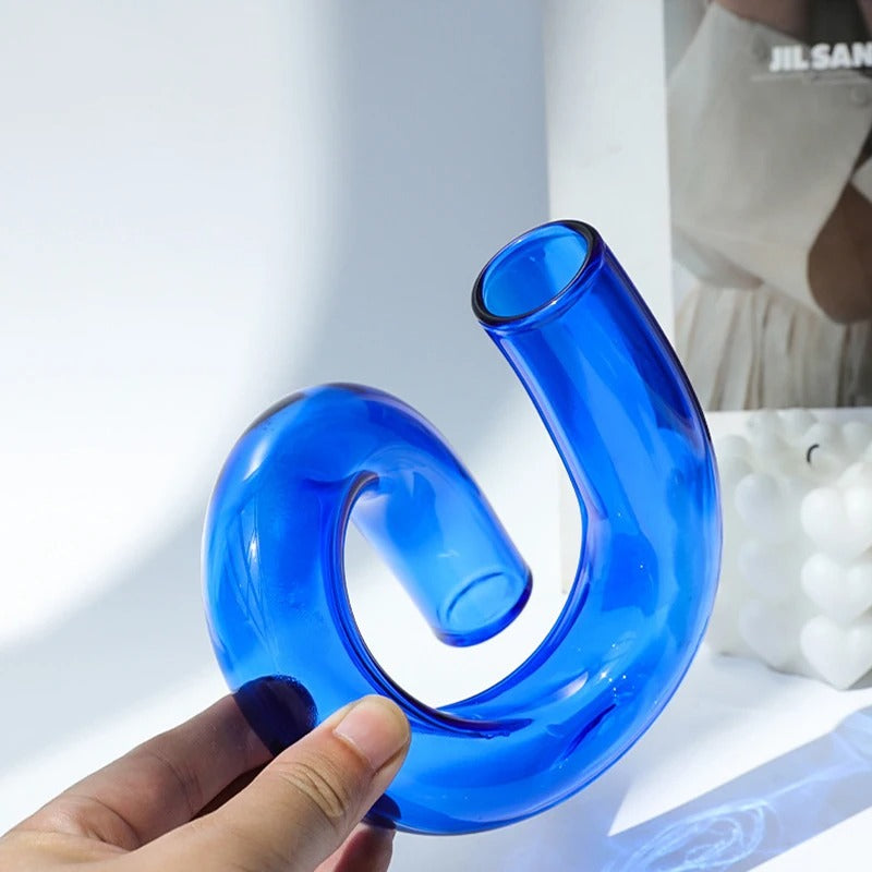 Vase en Verre Vintage avec Design sur Pied BloomGlass