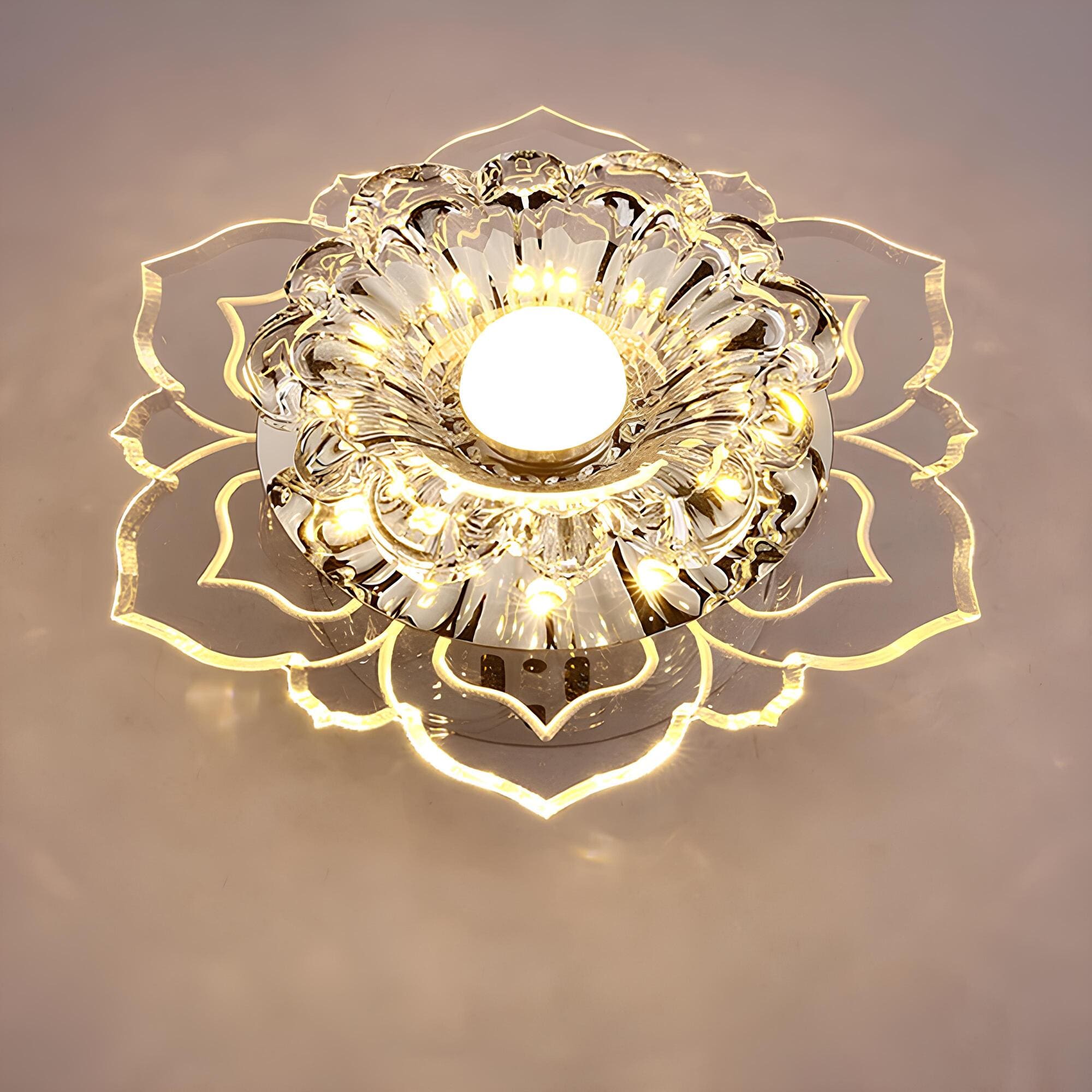 FloraGlow – Élégante lampe en cristal avec design floral et éclairage enchanteur