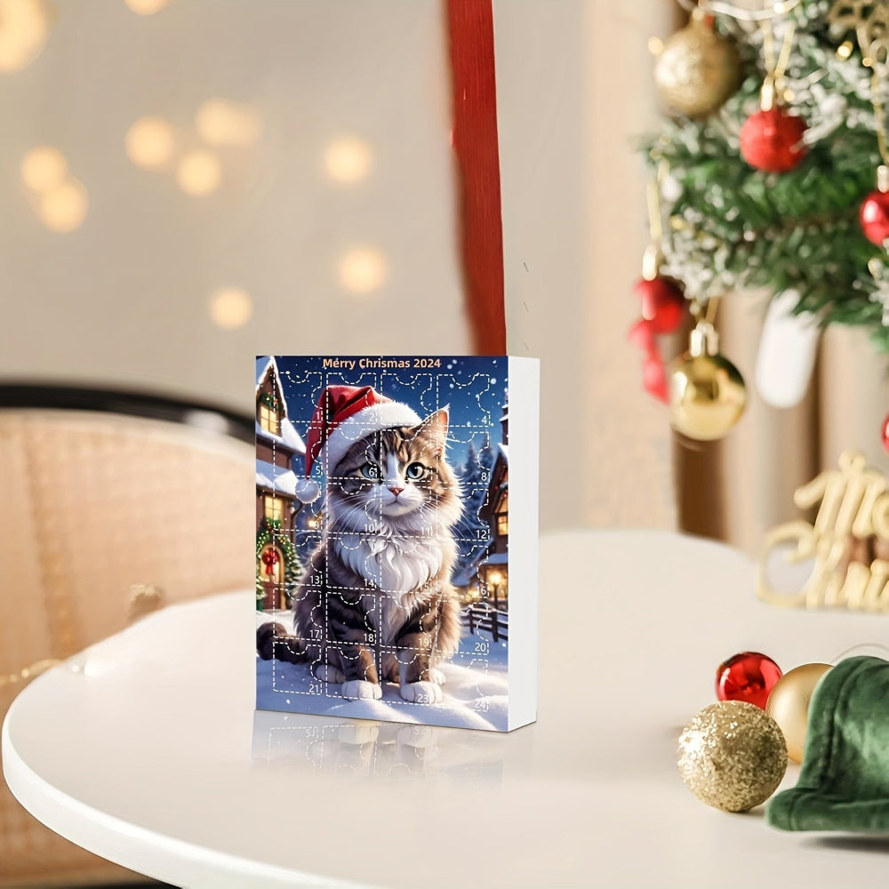 Calendrier de l'Avent vintage avec pendentifs en acrylique en forme de chats 2025, compte à rebours de Noël de 24 jours pour amoureux des chats