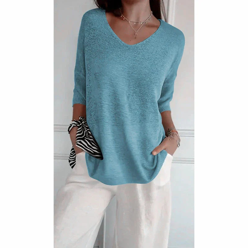 Veste pull à col en V unie Marnie avec une touche classique
