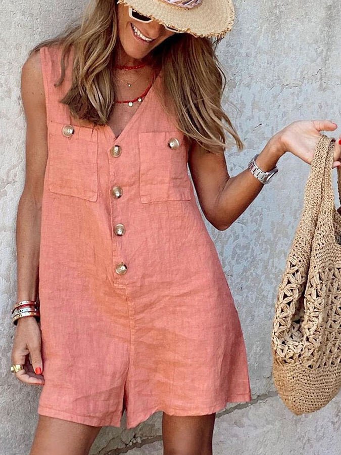 Robe sans manches Freja avec boutonnière – Chic et intemporelle