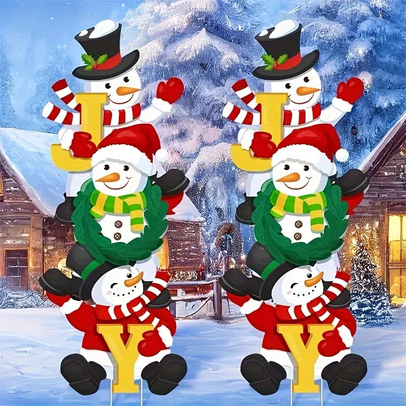 Ensemble de 3 panneaux de jardin classiques de bonhommes de neige pour Noël