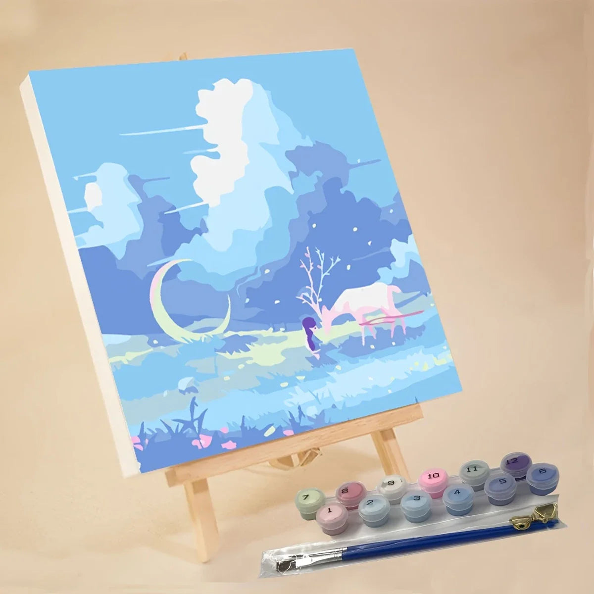 Ensemble de peinture DIY Fredfyldt Landskabs - Art en toile fait main avec pinceaux et peinture