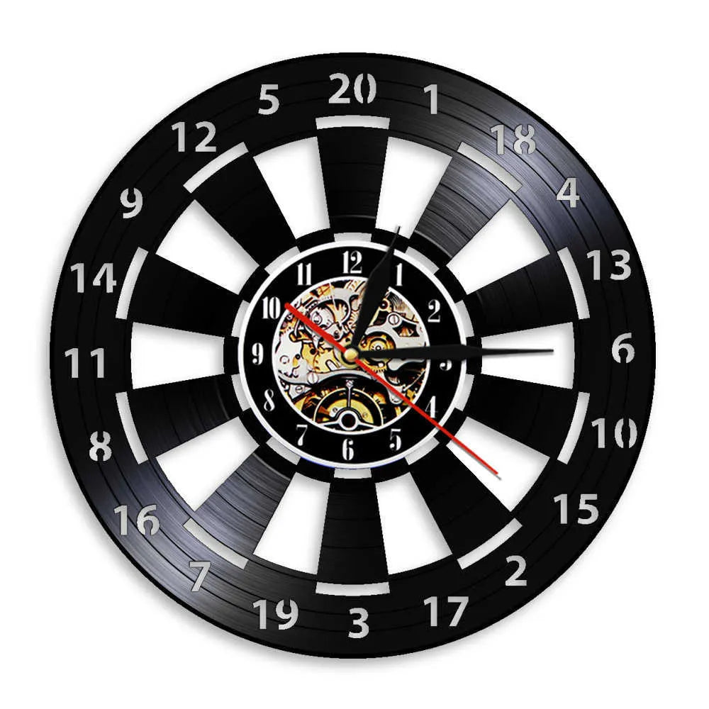 DartGlow - Horloge murale vintage avec tableau de fléchettes