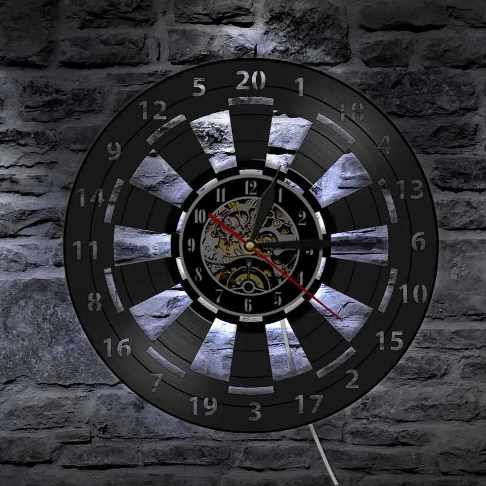DartGlow - Horloge murale vintage avec tableau de fléchettes